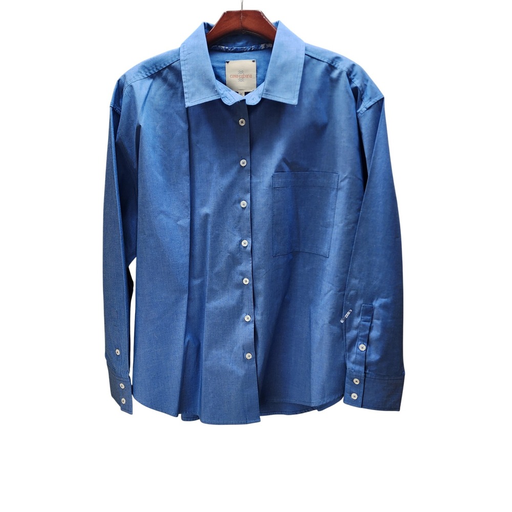 Casa Cabana Blue Cotton Blend Long Sleeve Button Down Shirt XL